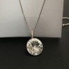 Collier ras de cou pendentif rond cristal Swarovski et Argent 925/000