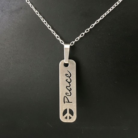 Collier pendentif peace and love argent 925/000 sur fine chaine