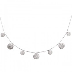 Collier pampilles argent 925/000 rhodié effet martelé Bijou tendance