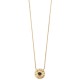 Collier pendentif rond antique en plaqué or 18 carats et pierre noire