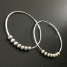 Boucles d'oreilles créoles 40 mm en argent 925/000 boules striées
