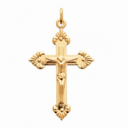 Pendentif Jésus sur la croix en plaqué or 18 carats hauteur 40 mm