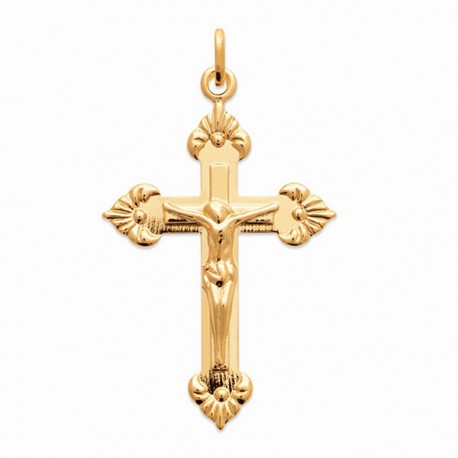 Pendentif Jésus sur la croix en plaqué or 18 carats hauteur 40 mm