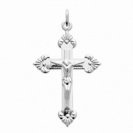 Pendentif Jésus sur la croix argent massif 925/000 rhodié Hauteur 40 mm