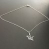 Collier pendentif oiseau grue origami en argent 925 sur fine chaine