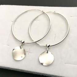 Boucles d'oreilles créoles argent massif 925/000 pendants ronds twistés