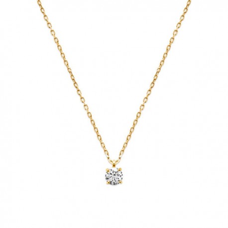 Collier Plaqué Or 18 carats solitaire zirconium griffé diamètre 5 mm