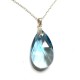 Pendentif goutte cristal Swarovski bleu topaze et argent 925/000