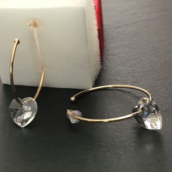 Boucles d'oreilles créoles plaqué or 18 carats coeurs cristal Swarovski