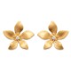 Boucles puces d'oreilles fleurs en plaqué or 18 carats et zirconium