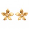 Boucles puces d'oreilles fleurs en plaqué or 18 carats et zirconium