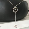 Collier argent 925/000 fleur hibiscus tour de cou forme Y Bijou nature