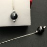 Boucles d'oreilles chainettes argent 925/000 pierre ronde hématite 