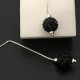 Boucles d'oreilles argent 925/000 chainettes boules strass cristal noir