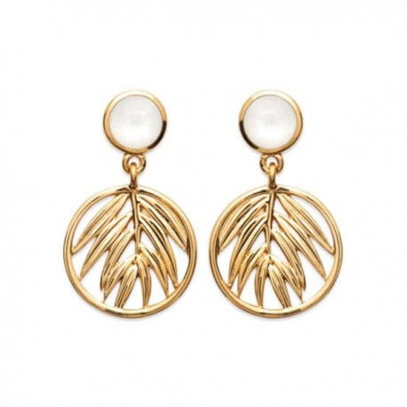 Boucles d'oreilles Plaqué Or 18 carats et nacre naturelle Bijou nature