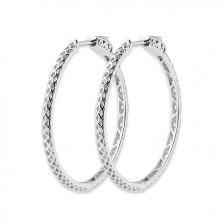 Boucles d'oreilles créoles argent massif 925/000 rhodié diam. 35 mm