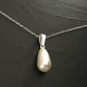 Collier argent 925 pendentif goutte blanche nacrée Swarovski sur chaine