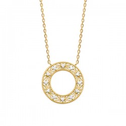 Collier cercle travaillé Plaqué Or 18 carats et zirconium