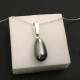 Collier argent 925/000 pendentif goutte nacrée Swarovski gris foncé