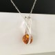 Collier argent 925/000 pendentif ambre véritable sur chaine 42 cm