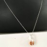 Collier argent 925/000 pendentif ambre véritable sur chaine 42 cm