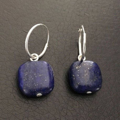 Boucles d'oreilles lapis lazuli créoles en argent 925/000 