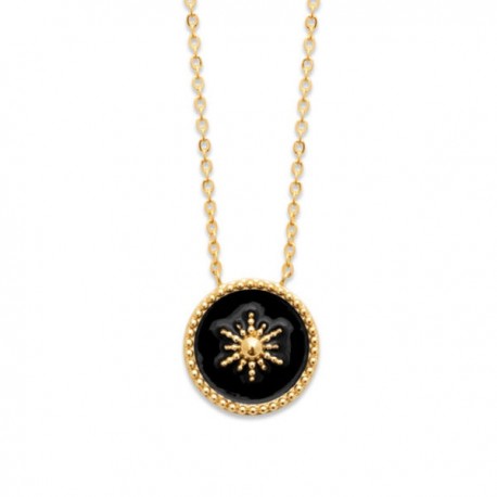 Collier étoile Plaqué Or 18 carats et émail noir
