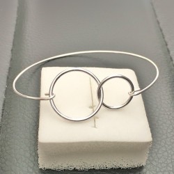 Bracelet jonc fin en argent 925/000 deux anneaux entrelacés