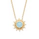 Collier soleil Plaqué Or 18 carats pierre naturelle agate bleue