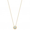 Collier soleil Plaqué Or 18 carats pierre naturelle agate bleue
