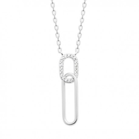 Collier argent massif 925/000 pendentif style trombones entrelacés