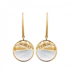 Boucles d'oreilles Plaqué Or 18 carats nacre naturelle Bijou nature