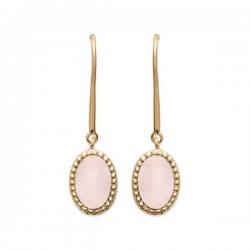Boucles d'oreilles Plaqué Or 18 carats pierre naturelle quartz rose
