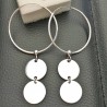 Boucles d'oreilles créoles argent massif 925/000 pampilles