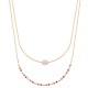 Collier Plaqué Or 18 carats 2 rangs petite pierre naturelle quartz rose 