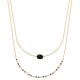 Collier Plaqué Or 18 carats 2 rangs petite pierre naturelle agate noire