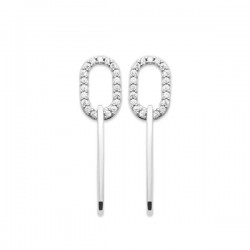 Boucles d'oreilles pendantes trombones argent 925/000 et zirconium