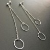 Longues boucles d'oreilles chainettes argent 925/000 pendants anneaux