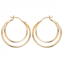 Boucles d'oreilles créoles double anneaux en plaqué or 18 carats