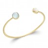 Bracelet jonc Plaqué Or 18 carats pierres naturelles bleue et nacre