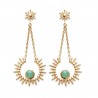Boucles d'oreilles étoiles soleils Plaqué Or 18 carats et pierre aventurine
