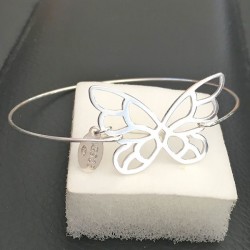 Bracelet jonc argent 925/000 papillon ajouré