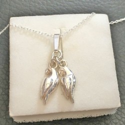 Collier pendentif oiseaux les inséparables en argent 925/000