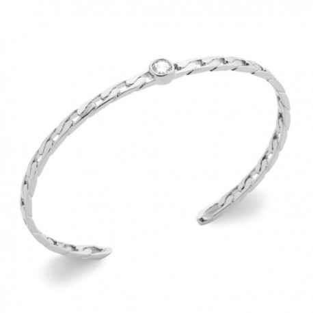 Bracelet jonc argent massif 925/000 et zirconium style maille chaine