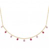 Collier Plaqué Or 18 carats pampilles de couleur rose 2 tons