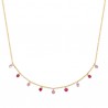 Collier Plaqué Or 18 carats pampilles de couleur rose 2 tons