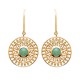 Boucles d'oreilles soleil Plaqué or 18 carats pierre naturelle aventurine