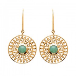 Boucles d'oreilles soleil Plaqué or 18 carats pierre naturelle aventurine