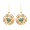 Boucles d'oreilles soleil Plaqué or 18 carats pierre naturelle aventurine