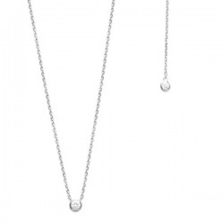 Collier argent 925/000 pendentif solitaire zirconium et longue chainette 